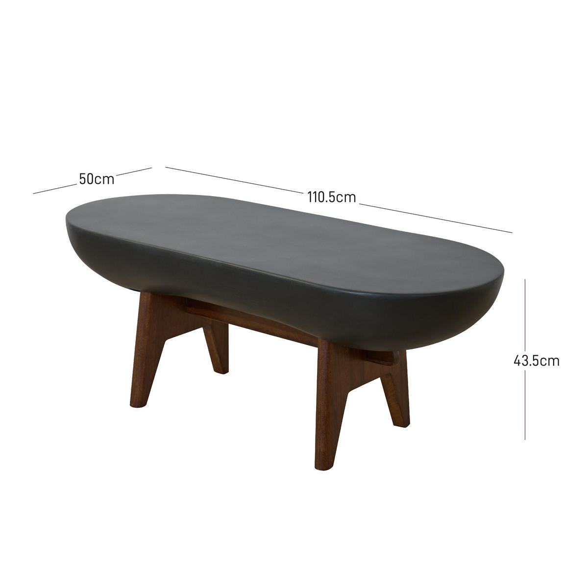 COUCHTISCH Rund Schwarz 50 X 110 X 43 cm - Schwarz, Metall (110/50/43cm) - Nordlys