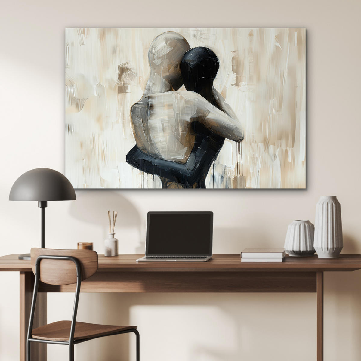 METALLBILD Abstrakt - Liebe - Schwarz und weiß - Modern 120x80 cm - Schwarz, Metall (120/80cm) - MuchoWow