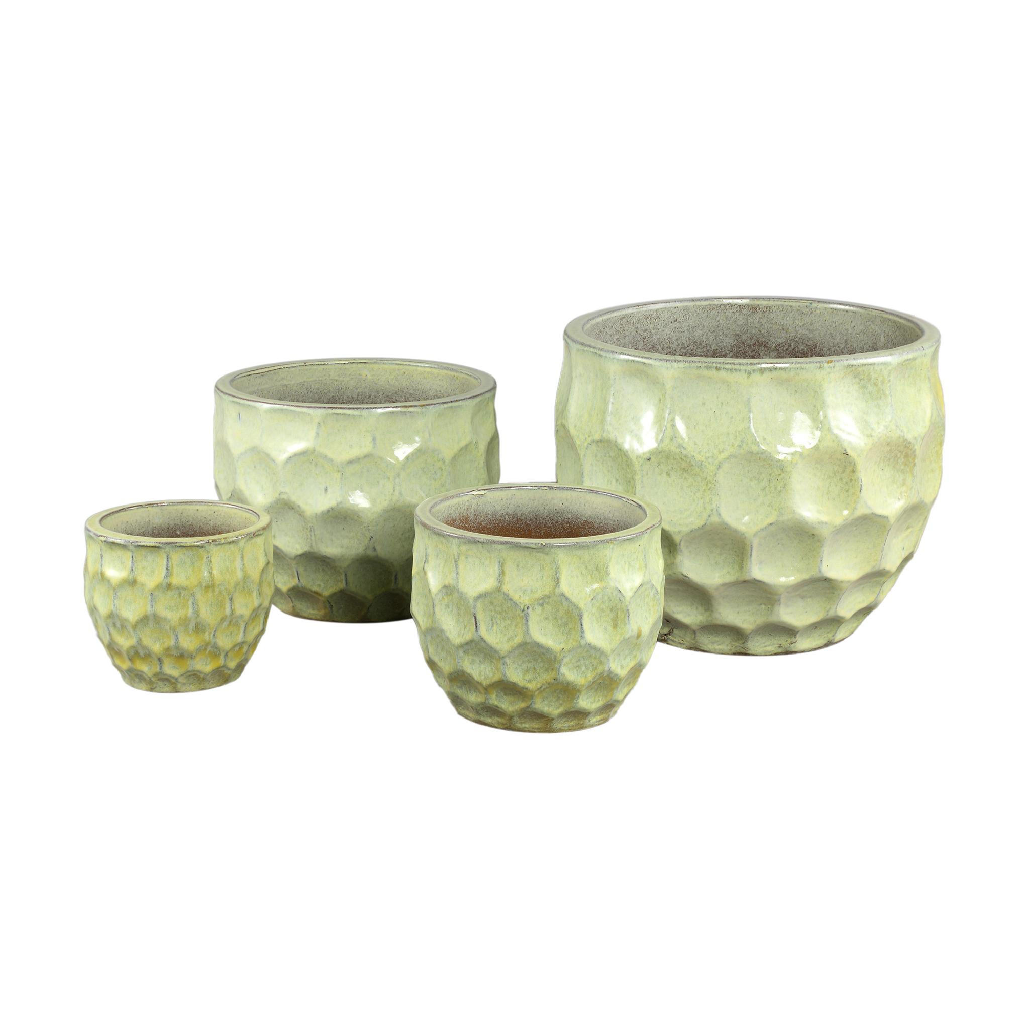 TOPF Charlie Gelb 46/46/38cm 4er-Set - Gelb, Keramik (38cm) - PTMD Collection