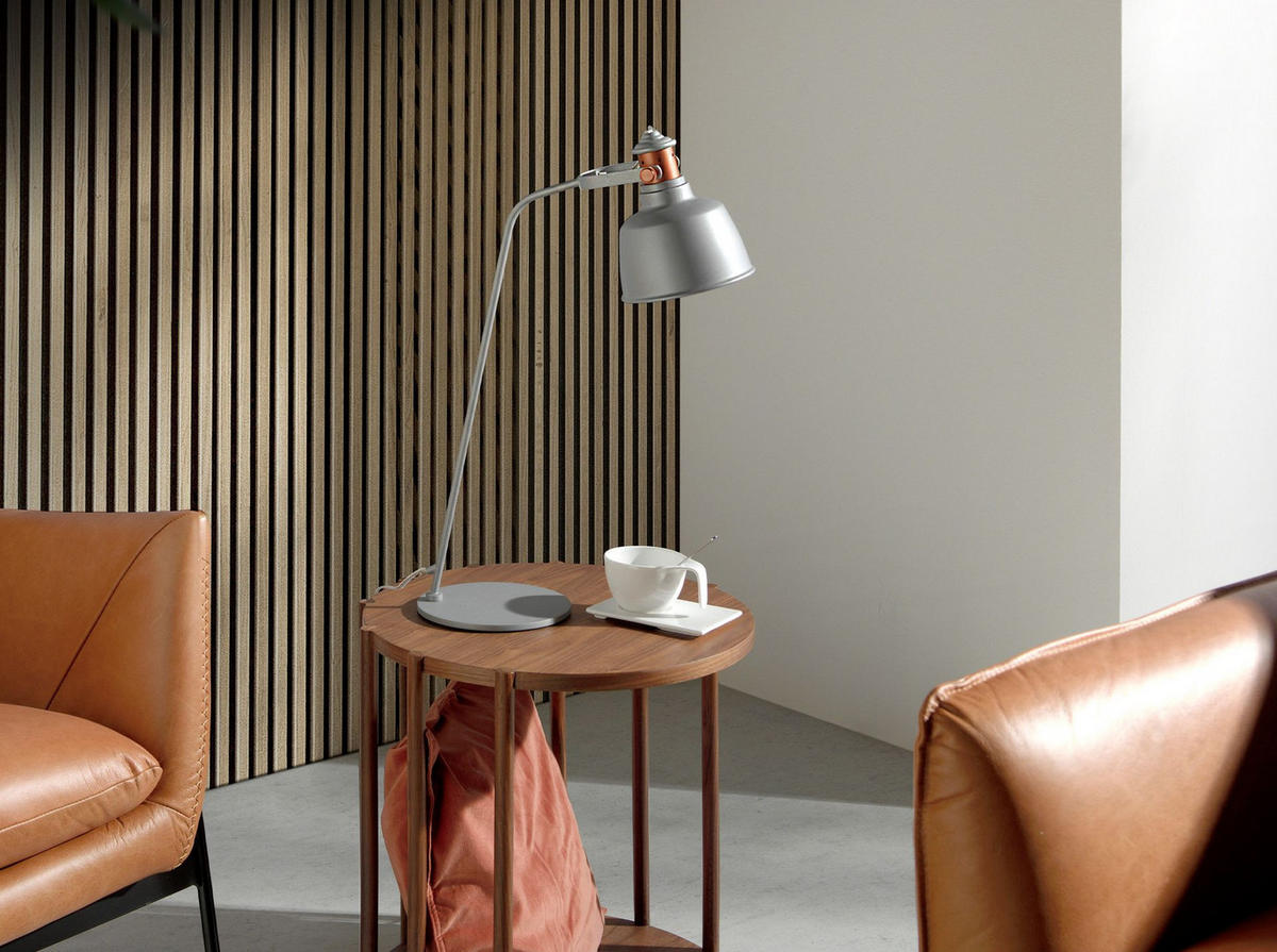 TISCHLEUCHTE Tischleuchte grau Stahl und Bronze Details 42/18/60 cm - Grau, Metall (18/42/60cm) - ANGEL CERDA