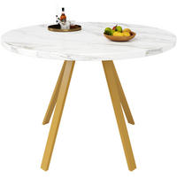ESSTISCH 80x80x75 cm in Weiß und Gold aus MDF mit weißer Marmoroptik - Weiß, Holzwerkstoff (80/80/75cm) - Modfu
