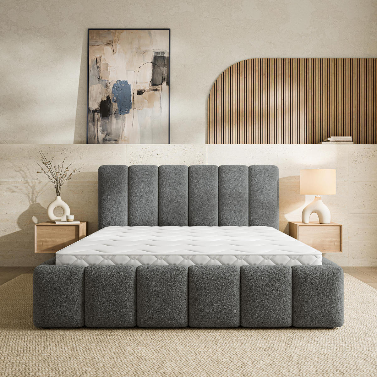 ČALOUNĚNÁ Postel RANIS 120x200 cm Šedá - šedá, kompozitní dřevo/textil (120/200cm) - MASSENO