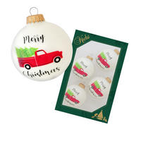 CHRISTBAUMKUGELN Pickup mit Baum Weiß 7cm (Glas / 4 Stk.) - Weiß, Glas (6/7/6cm) - Krebs Glas Lauscha