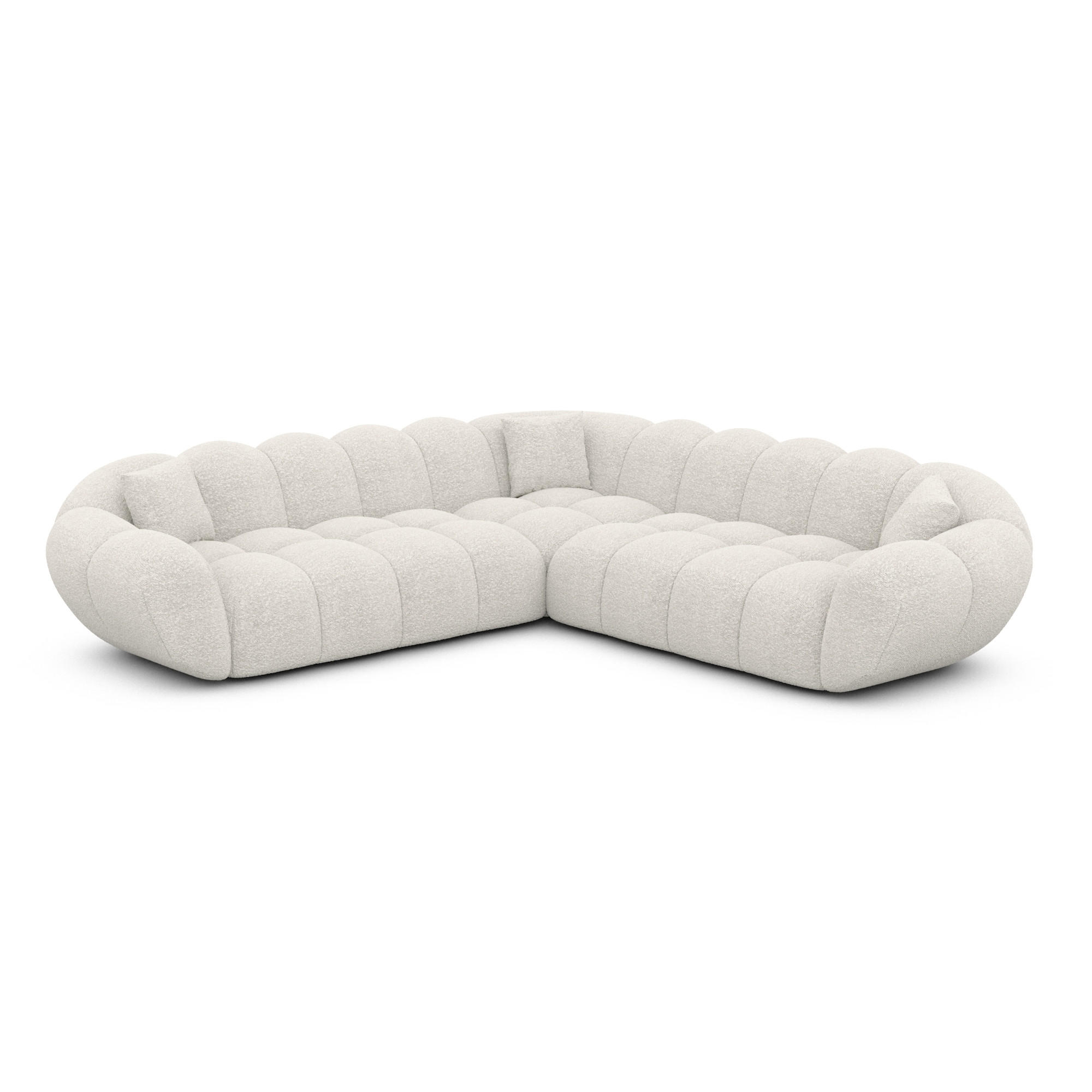 ECKSOFA Liva Weiß Bouclé - Weiß, Textil (258/258cm) - VAROYAL