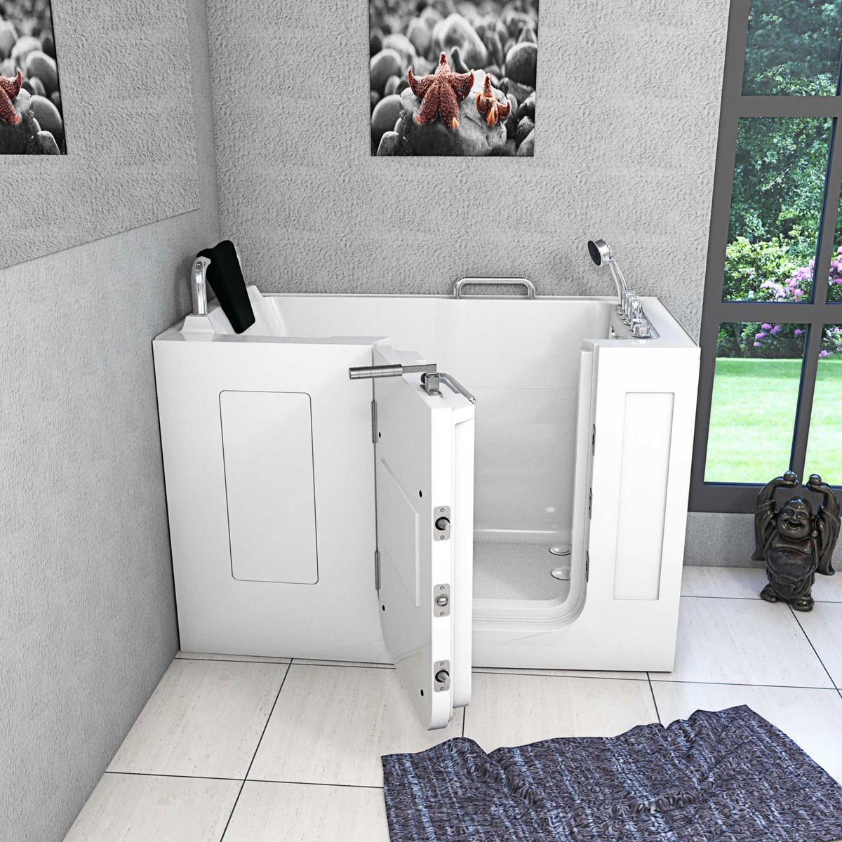 WHIRLPOOL-SENIORENWANNE S07WP-TH-A-L Weiß - Weiß, Glas/Kunststoff (76/116/140cm) - AcquaVapore by Sandra Jentho