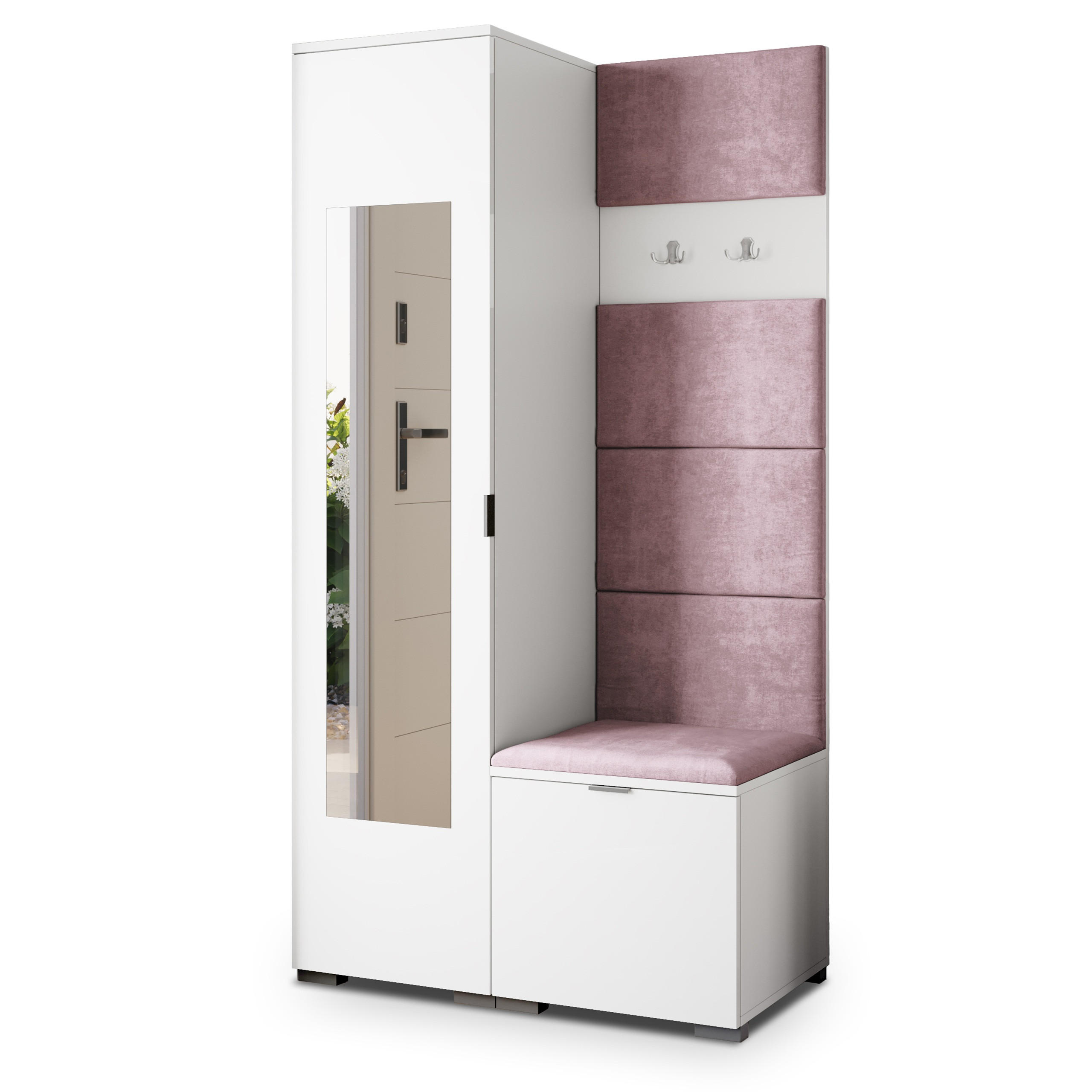 Masseno Garderobenschrank Weiß, Lila 95x181x51 cm