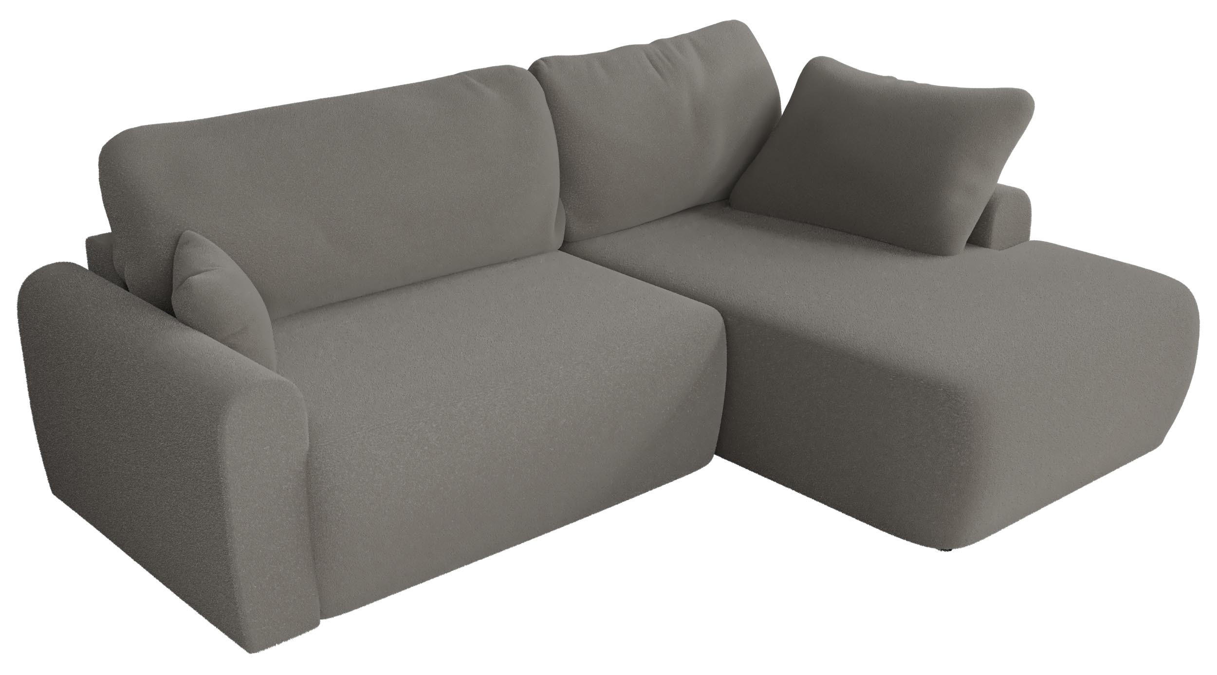 ECKSCHLAFSOFA CUBO L Hellgrau Boucle - rechts - Hellgrau/Schwarz, Kunststoff/Textil (187/273cm) - MKS
