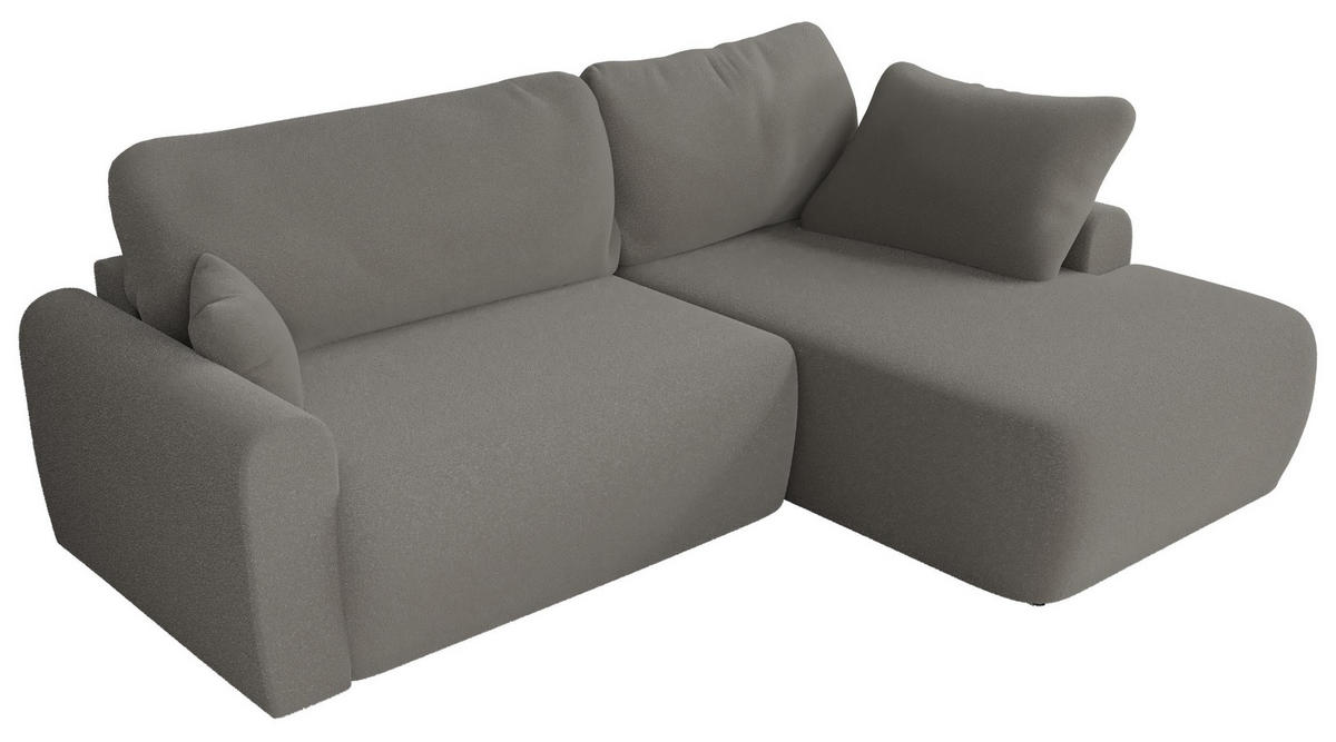 ECKSCHLAFSOFA CUBO L Hellgrau Boucle - rechts - Hellgrau/Schwarz, Kunststoff/Textil (187/273cm) - MKS