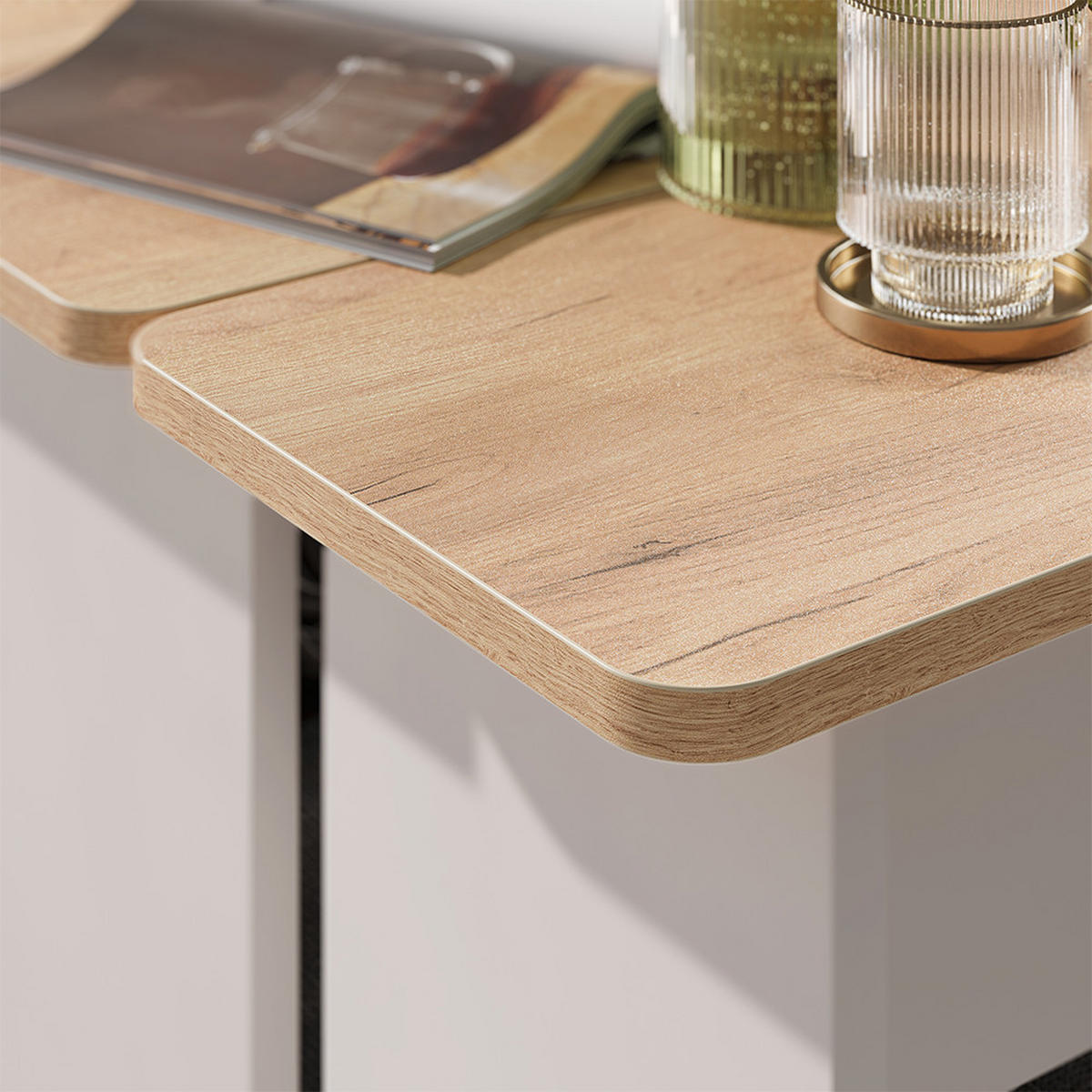 COUCHTISCH-SET Duvo, Goldkraft Eiche/Weiß, 135 x 50 cm 2er Set - Honigeiche/Weiß, Holzwerkstoff (50/135/42cm) - Vicco