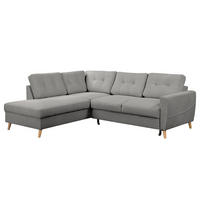 ECKSOFA mit Ottomane - Braun/Grau, Holz/Textil (230/200cm) - home24