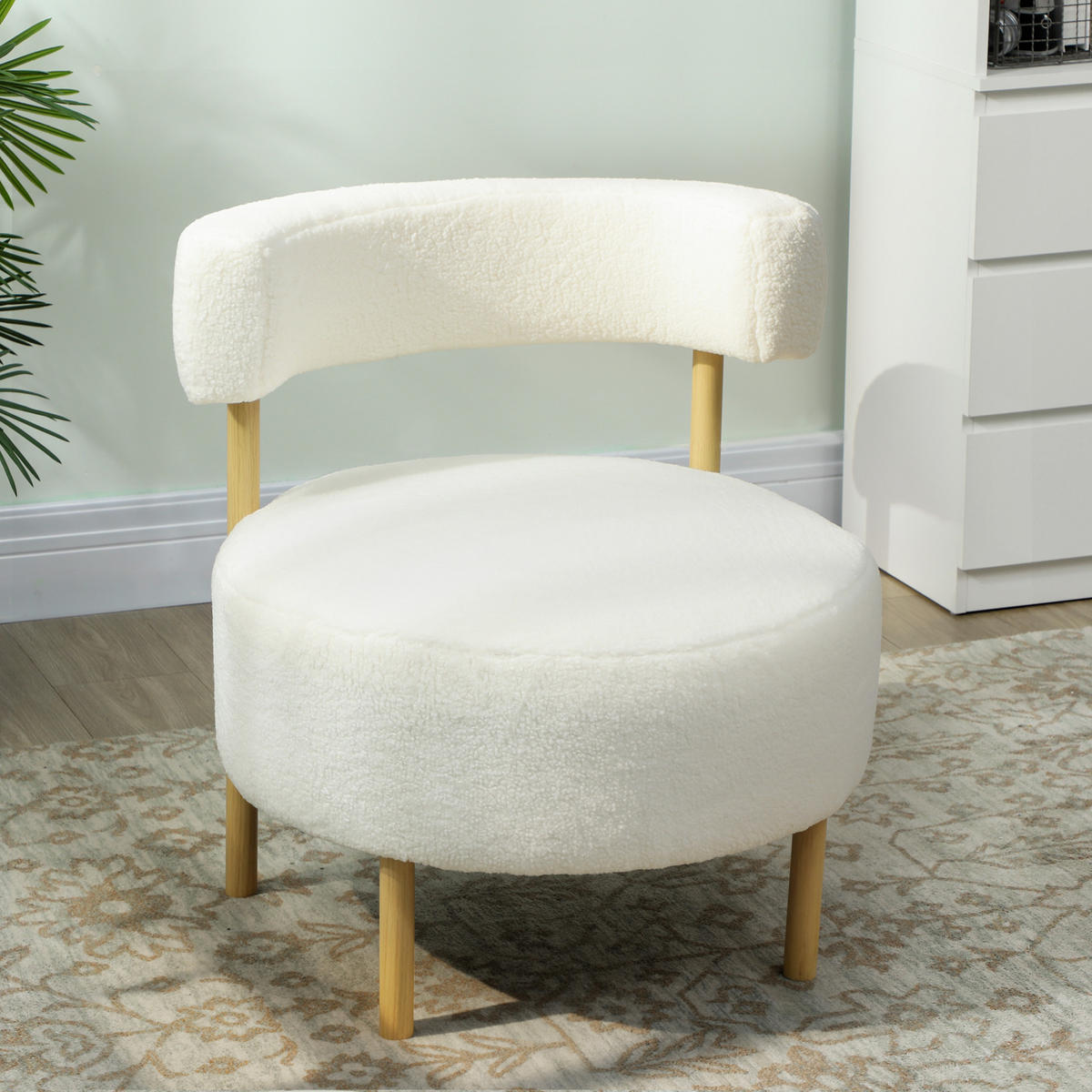 RELAXSESSEL DE-06550 Sherpa-Fleece, Metallbeine in Holzoptik Cremeweiß - Creme, Holz/Textil (67/71/67cm) - ComfortXL