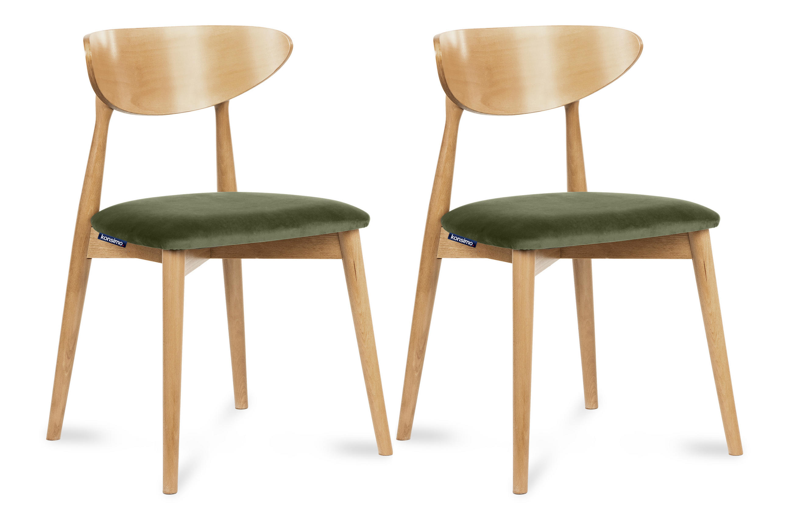 ESSZIMMERSTÜHLE RABI (2er-Set), grün / Eiche hell - Eichefarben/Grün, Holz/Buchenholz (47/79/45cm) - KONSIMO®