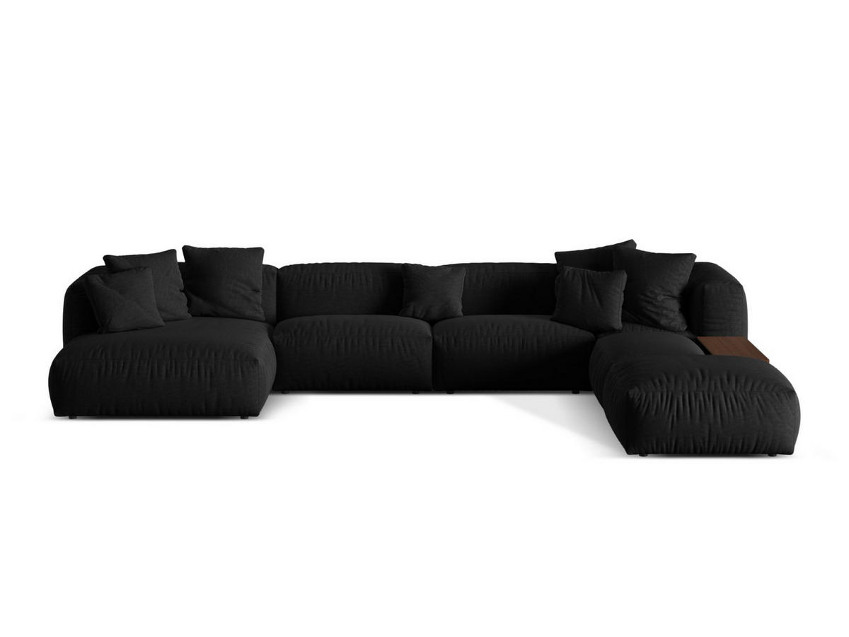 PANORAMASOFA modular rechts Martina aus strukturiertem Stoff schwarz 5 Sitzplätze - Schwarz, Textil (406/75/280cm) - Micadoni
