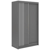 SCHWEBETÜRENSCHRANK mit Lamellen und Schubladen NAURU - 120 - Grau und Weiß - Alufarben/Weiß, Holzwerkstoff/Metall (120/216/61cm) - MKS