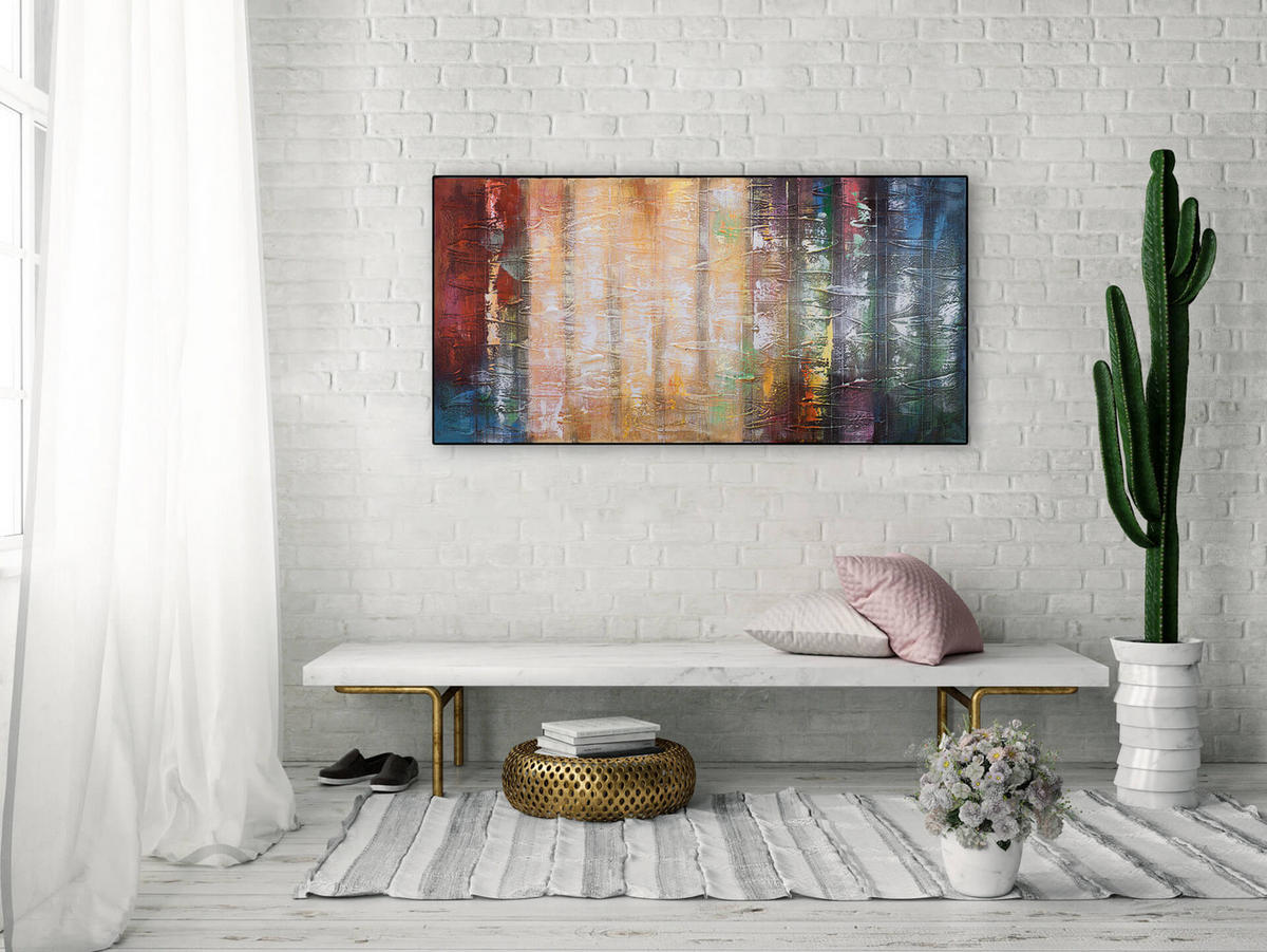 ÖLGEMÄLDE 120/60 cm - Blau/Gelb, Holz/Textil (120/60cm) - KUNSTLOFT