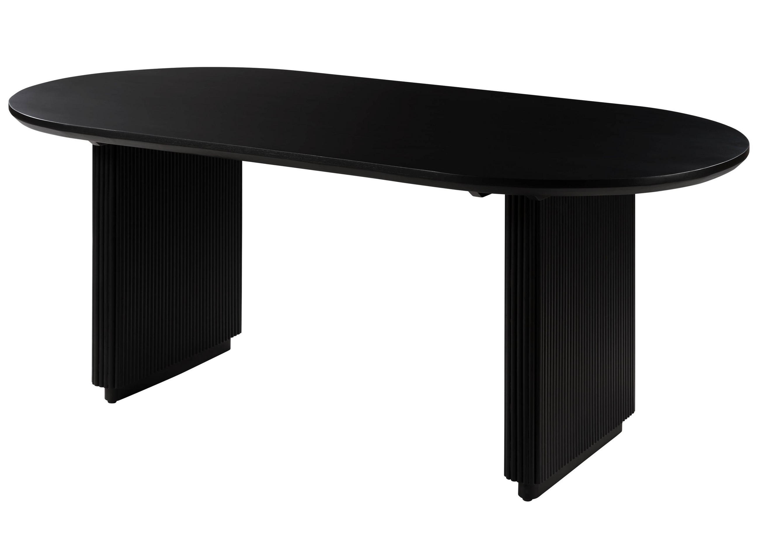 ESSTISCH oval Mango 200x100x76x76 schwarz lackiert BARCELONA #126 - Schwarz, Holz (100/200/76cm) - Massivmoebel24