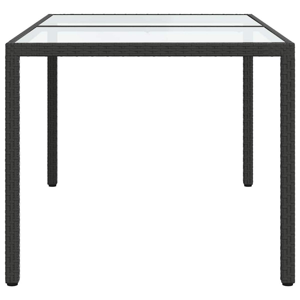 GARTENTISCH 150/90/75 Cm Gehärtetes Glas Poly Rattan Schwarz - Schwarz, Kunststoff (90/150/75cm) - vidaXL