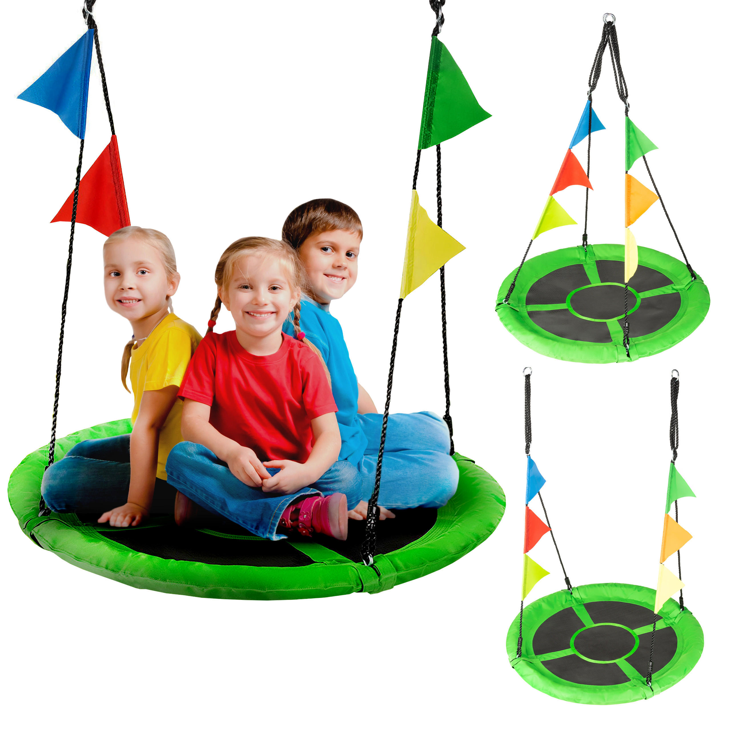 NESTSCHAUKEL bis 150 kg, 100 cm Durchmesser - Grün, Textil (100/160/100cm) - Luverno