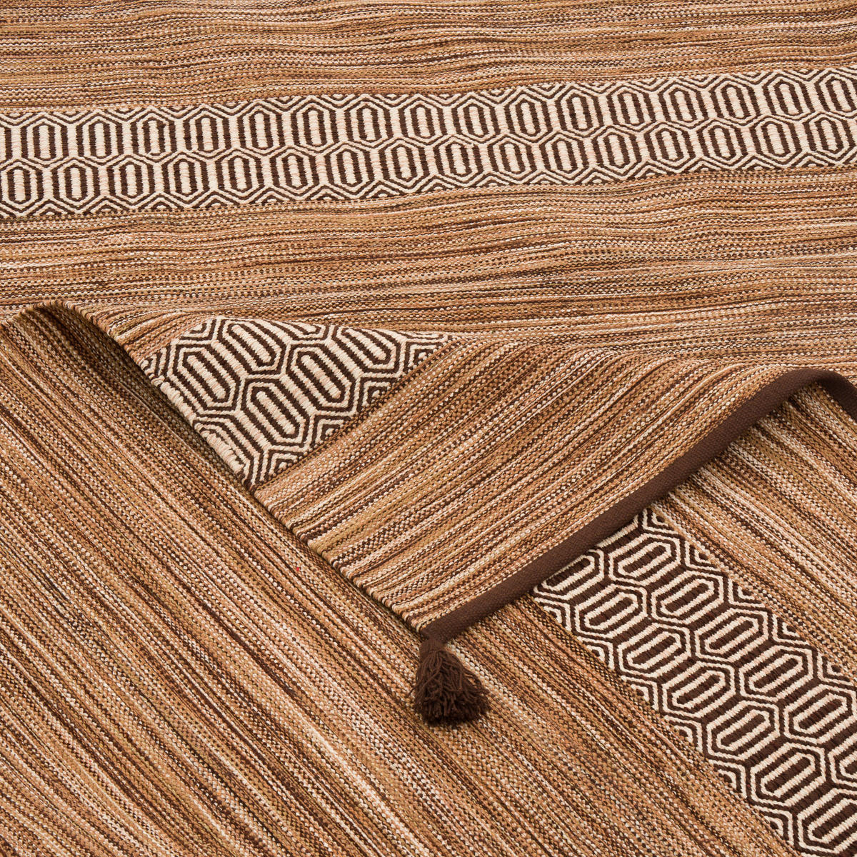 NATUR BAUMWOLLE TEPPICH KELIM TOSKANA - Braun, Textil (170/240cm) - Pergamon
