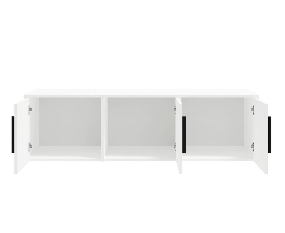 KLEIDERSCHRANK Maxivo Kaschmir, dreitüriger Kippschrank mit Schubladen und Spiegel, Erweiterung - Kaschmir/Schwarz, Holzwerkstoff (150/248/59cm) - Bettso