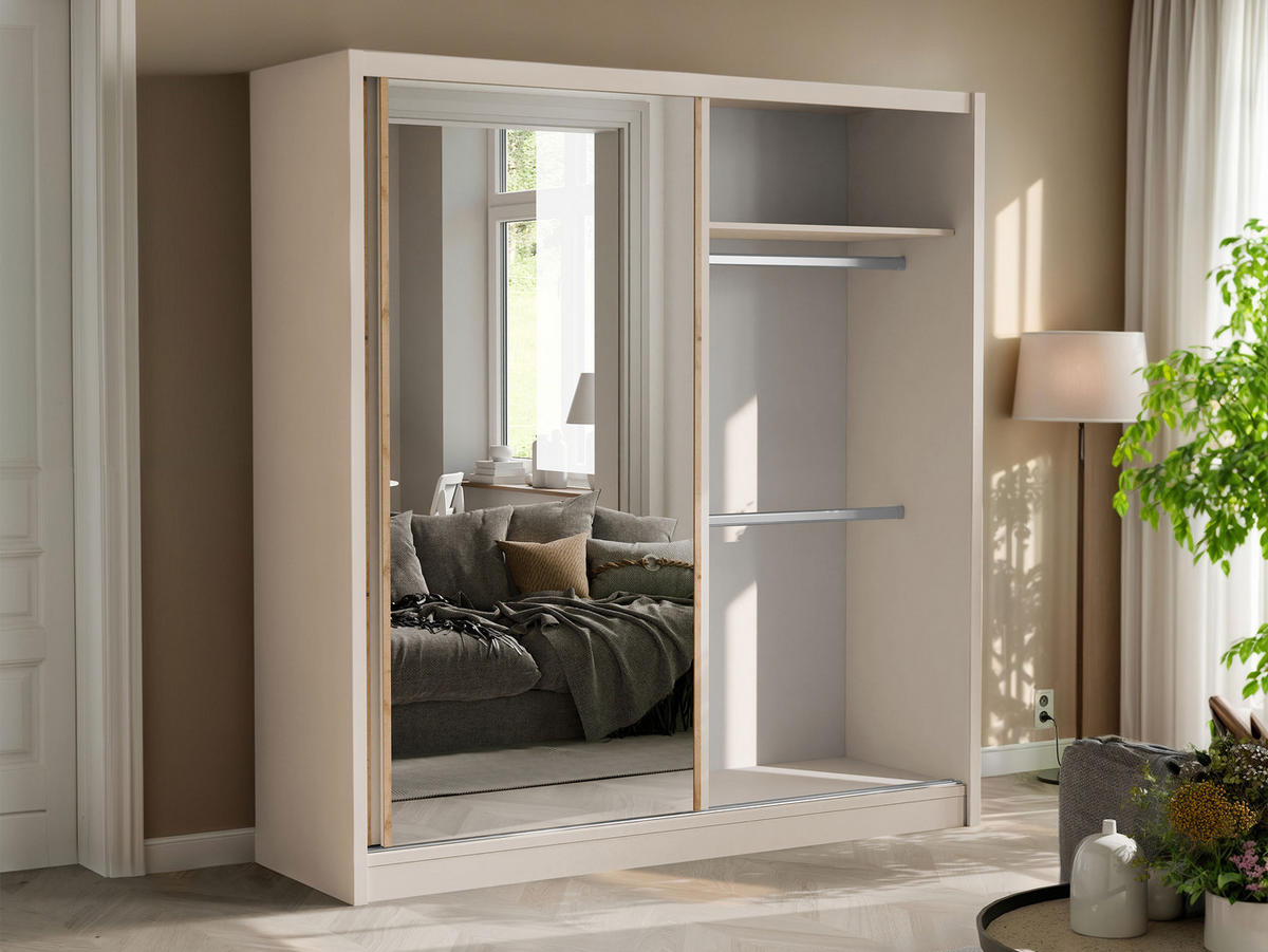 SCHWEBETÜRENSCHRANK London Lux 203 - Kaschmir, Holzwerkstoff (203/215/60cm) - MIRJAN24