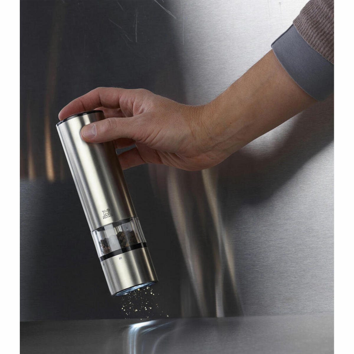 MÜHLENSET Elektrisch Elis Sense 20cm Pfeffer- & Salzmühle Edelstahl Stahlmahlwerk - Grau, Metall (11/20/5.5cm) - PEUGEOT