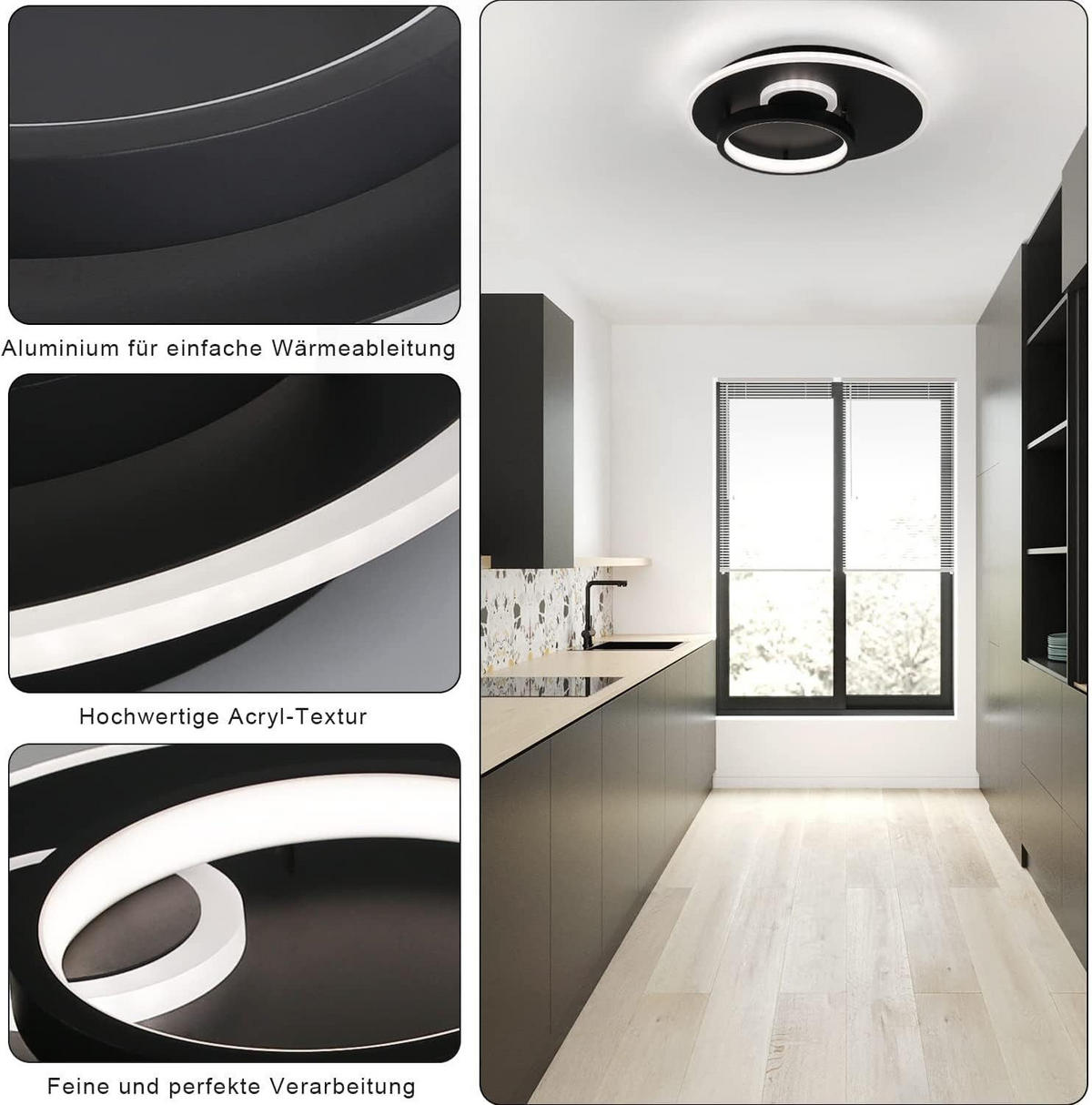 LED-DECKENLEUCHTE Peter 31 cm - Schwarz, Kunststoff (31/31/8.5cm) - Nettlife
