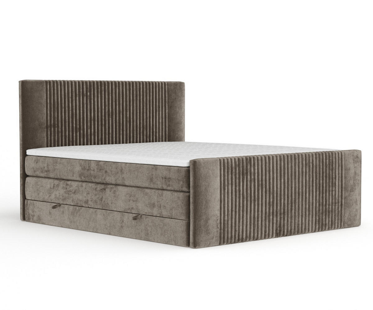 BOXSPRINGBETT Bergamo Braun 180/200 cm - Schwarz/Braun, Holz/Holzwerkstoff (180/200cm) - Maison de Reve