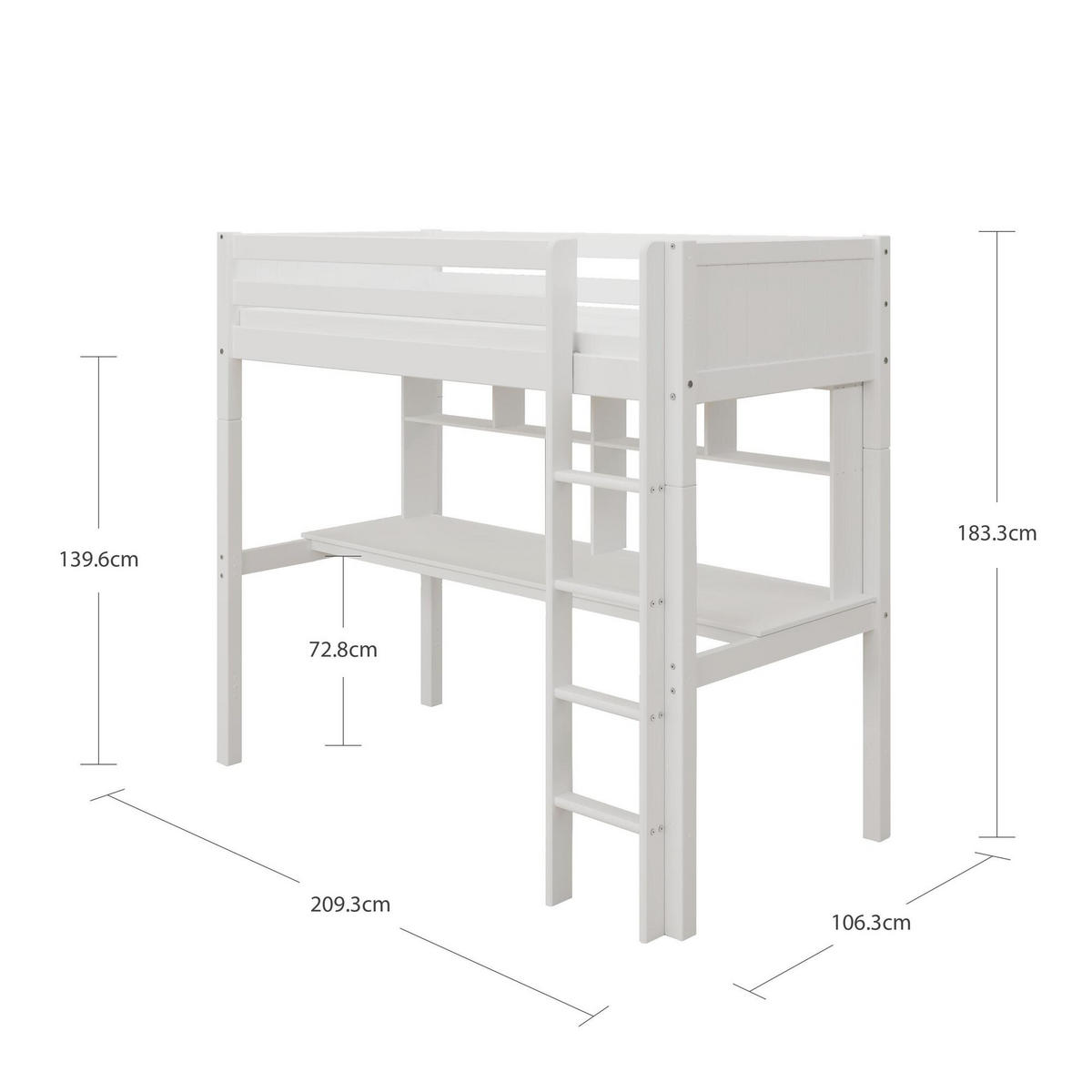 HOCHBETT NORDIC ROMANTIC Weiß 209x106x118 cm - Weiß, Holz - FURNLUX