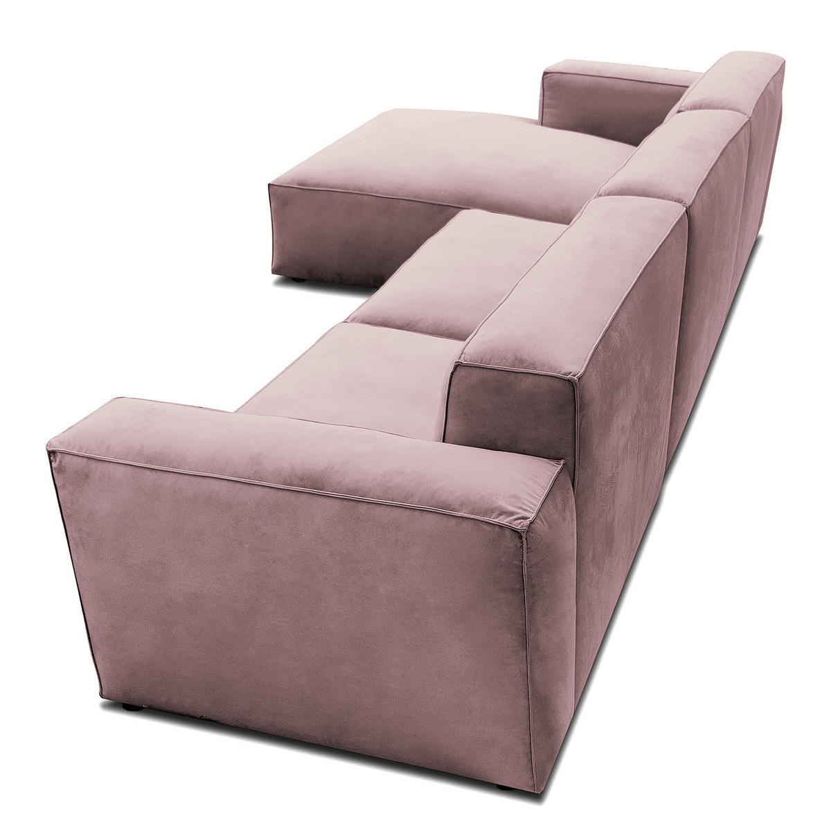 ECKSOFA mit Longchair - Mauve/Schwarz, Kunststoff/Textil (345/170cm) - home24