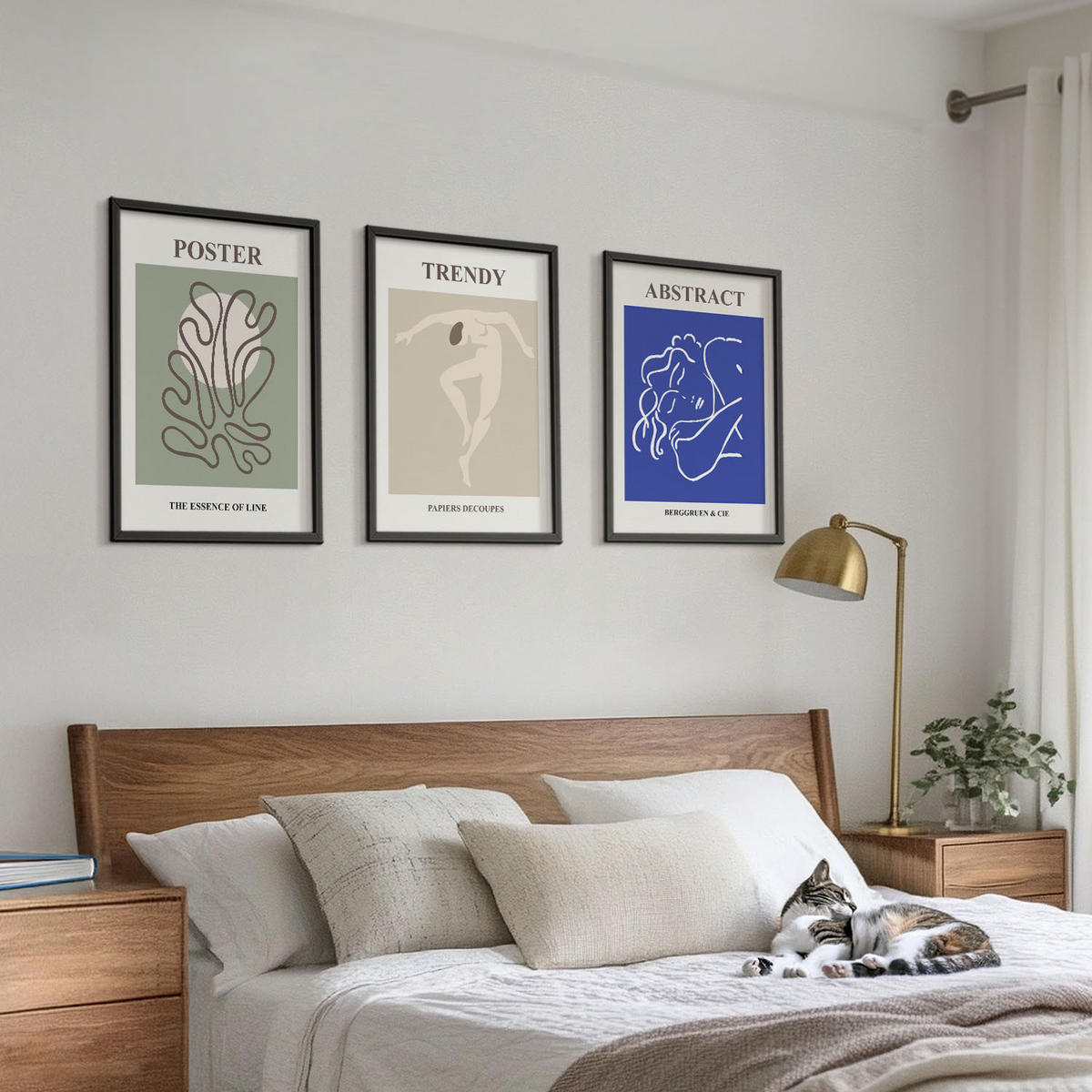 BILDER SET 3er Set - 40x60 cm Schwarzer Rahmen - Henri Matisse Pastellgrafiken - Schwarz, Kunststoff (40/60cm) - TULUP