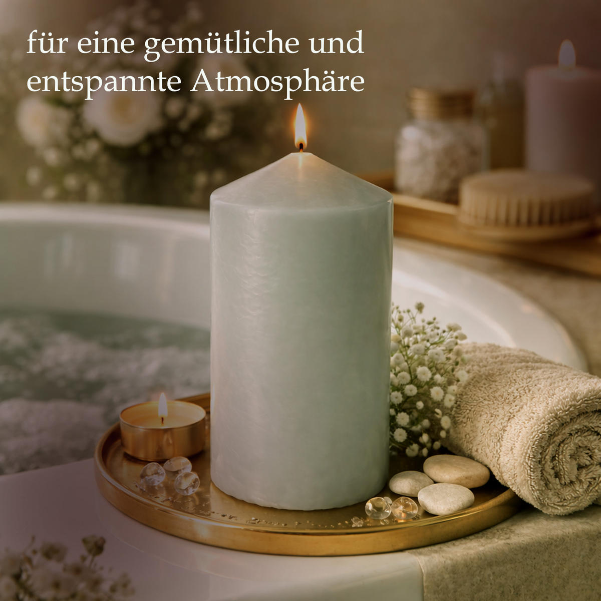 STUMPENKERZEN Ø7cm x 15cm Taupe (4er Pack) - Taupe, Naturmaterialien (15cm) - HS Candle