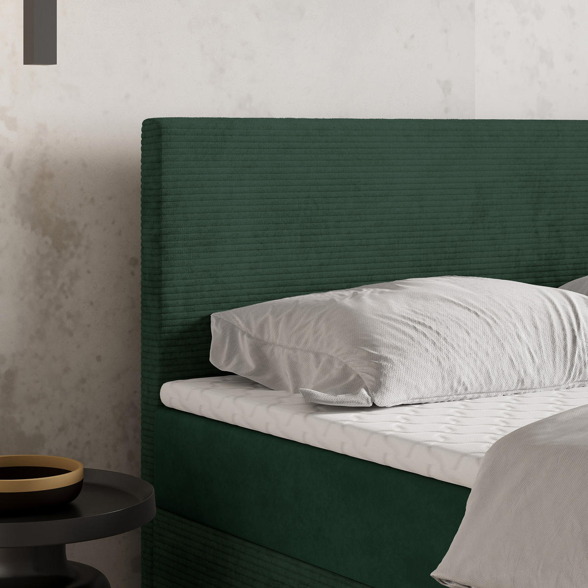 BOXBETT TORREL 160x200 cm mit Matratze und Topper - Grün - Grün, Holz (160/200cm) - MASSENO