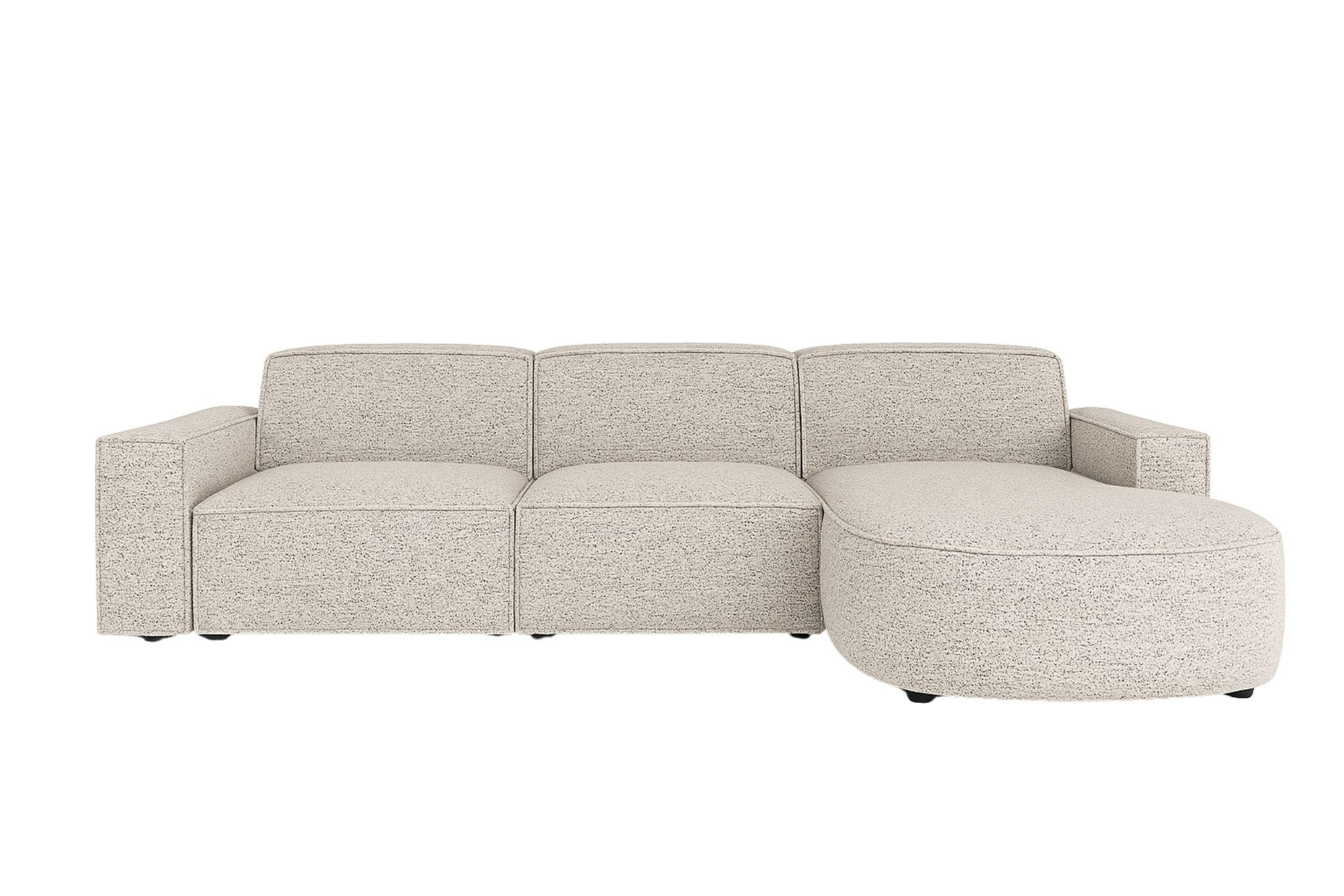 ECKSOFA Cursal Round L-Form, Stoff Artico, Beige, Rechts - Beige, Holz (284/166cm) - Kaiser Möbel