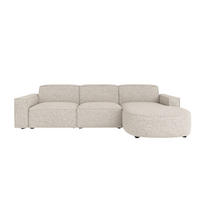 ECKSOFA Cursal Round L-Form, Stoff Artico, Beige, Rechts - Beige, Holz (284/166cm) - Kaiser Möbel