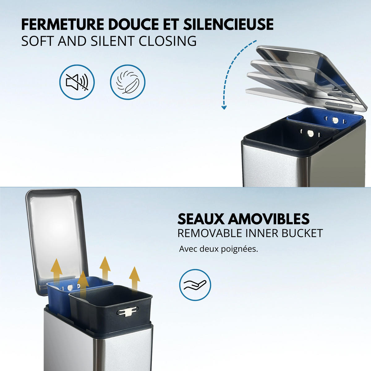 ABFALLEIMER EDGE silber - Silberfarben, Metall (56/67.5/28cm) - Kitchen Move