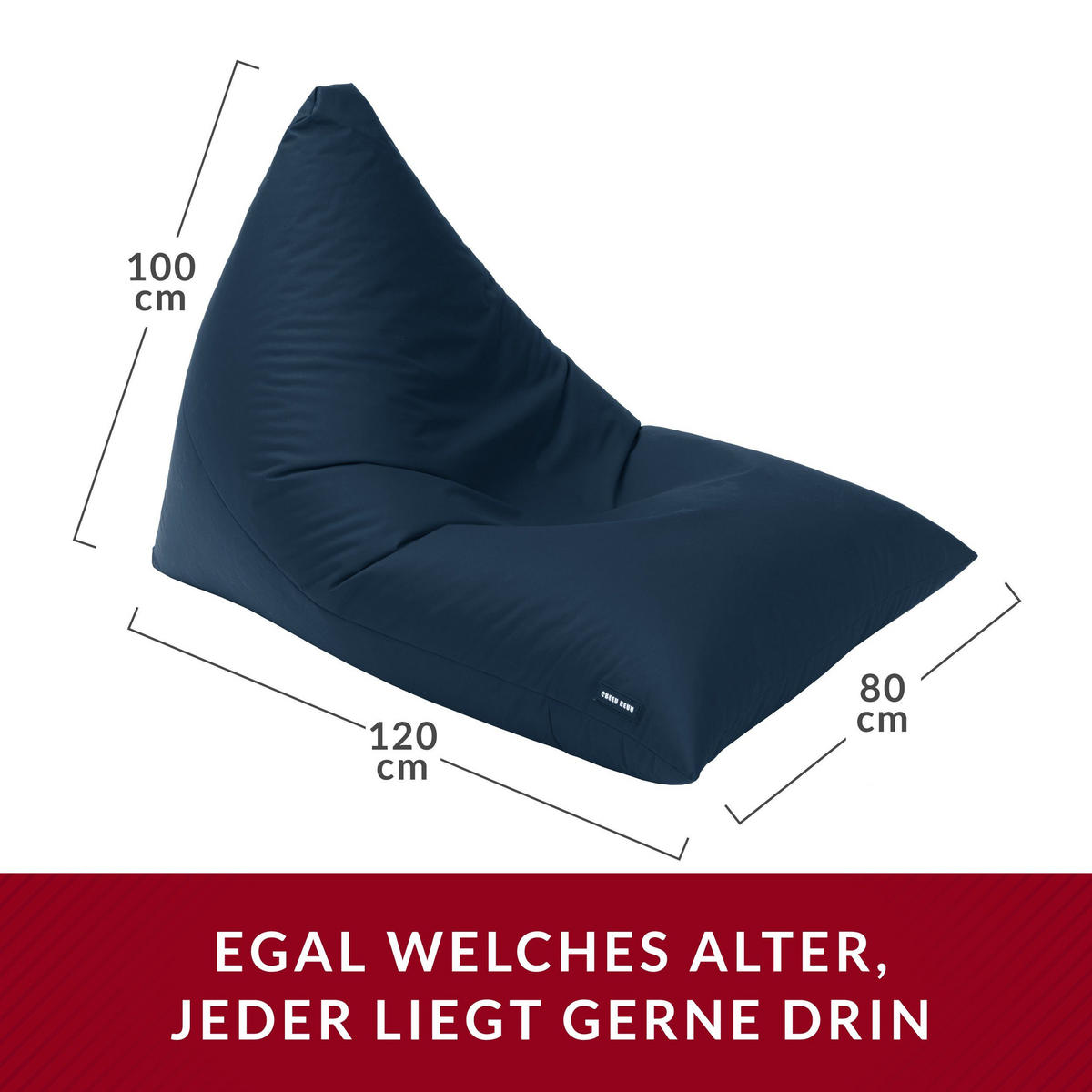 OUTDOOR SITZSACK Triangle 150x100x100cm - Dunkelblau, Textil (100/100/150cm) - Green Bean