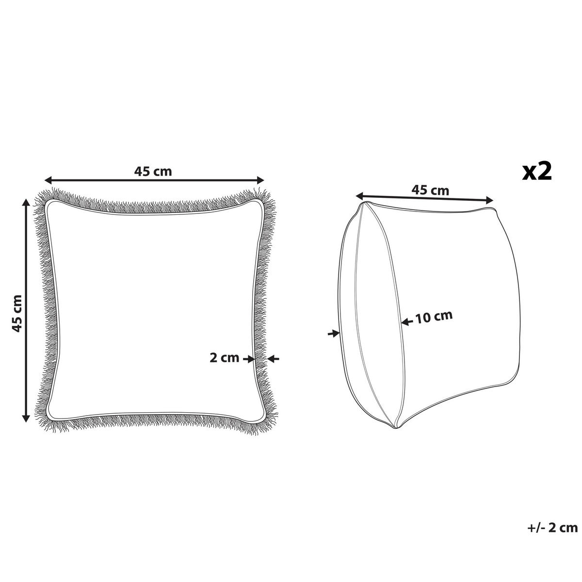 DEKOKISSEN 2er-Set Weiß 45/45 cm Sativus - Weiß, Naturmaterialien/Textil (45/45cm) - Beliani