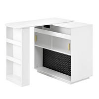 BAROVÝ stolek 120/50/95,5 cm z MDF s LED osvětlením, USB-C a úložným prostorem, Bílá - bílá, kompozitní dřevo (50/120/95.5cm) - Redom