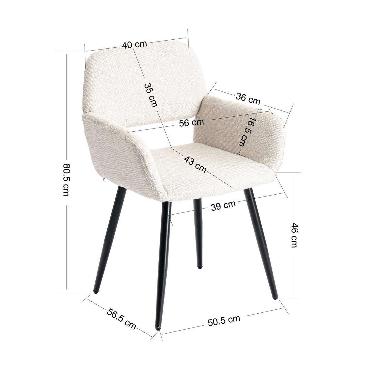 ARMLEHNSTUHL-SET 4 Stück Braun und Beige - Beige/Braun, Holzwerkstoff/Textil (56/76.5/53cm) - Urban Meuble