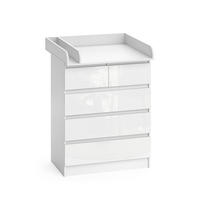 WICKELKOMMODE Emma Weiß 80 x 110.2 cm mit 5 Schubladen - Weiß Hochglanz/Weiß, Holzwerkstoff (80/110.2/76cm) - Vicco