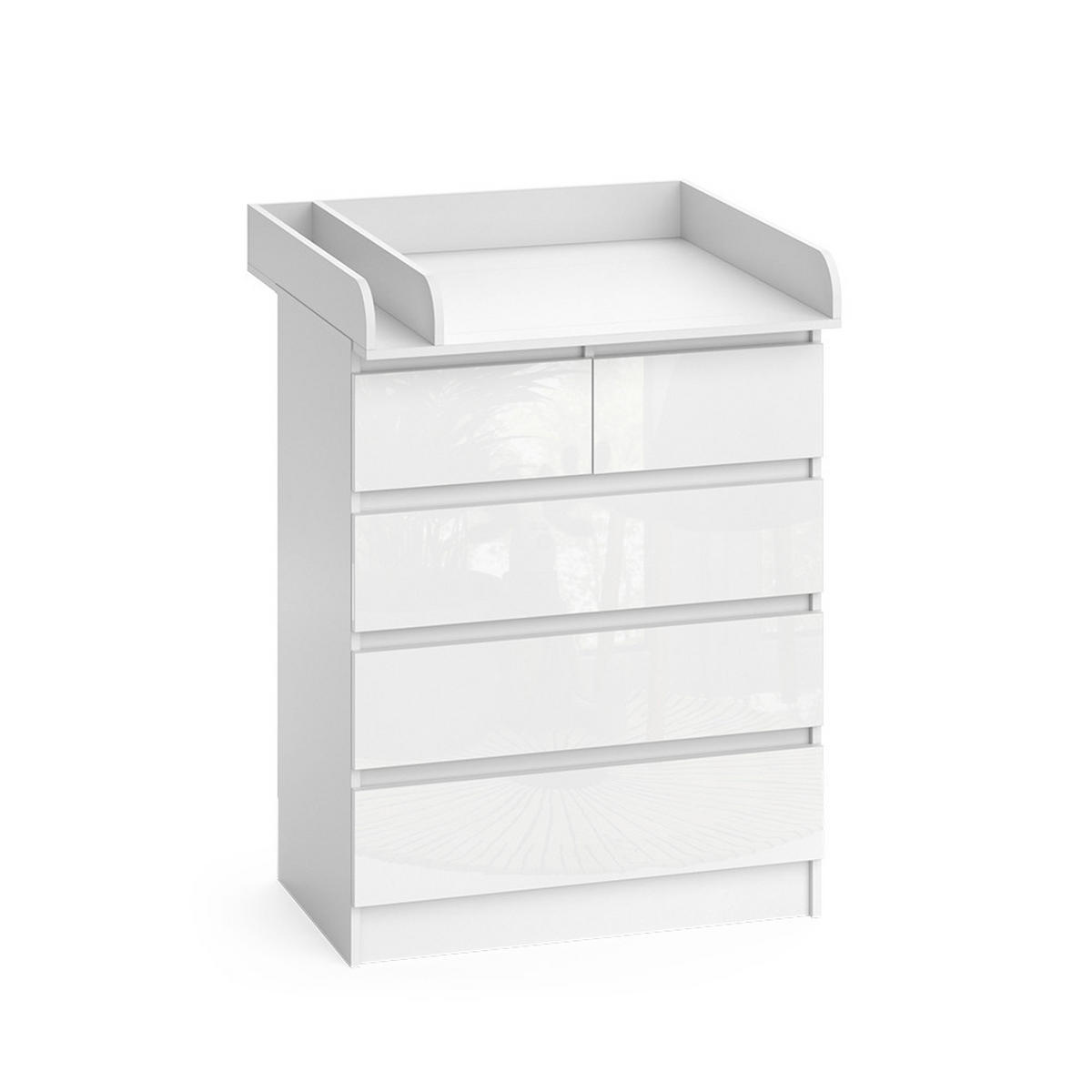 WICKELKOMMODE Emma Weiß 80 x 110.2 cm mit 5 Schubladen - Weiß Hochglanz/Weiß, Holzwerkstoff (80/110.2/76cm) - Vicco