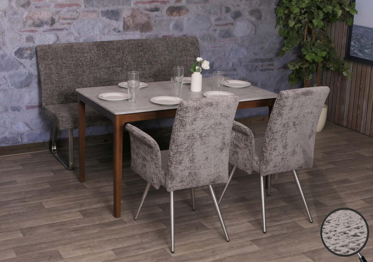 ESSZIMMER-SET Grau 3er-Set - Grau, Textil (160/100/65cm) - MCW