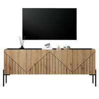 TV-LOWBOARD Evoke Eiche, TV Unterteil 153 cm, mit Soft-Close und Komforthöhe 62 cm - Eichefarben/Schwarz, Holzwerkstoff/Metall (153/62/40cm) - Inn.Furn