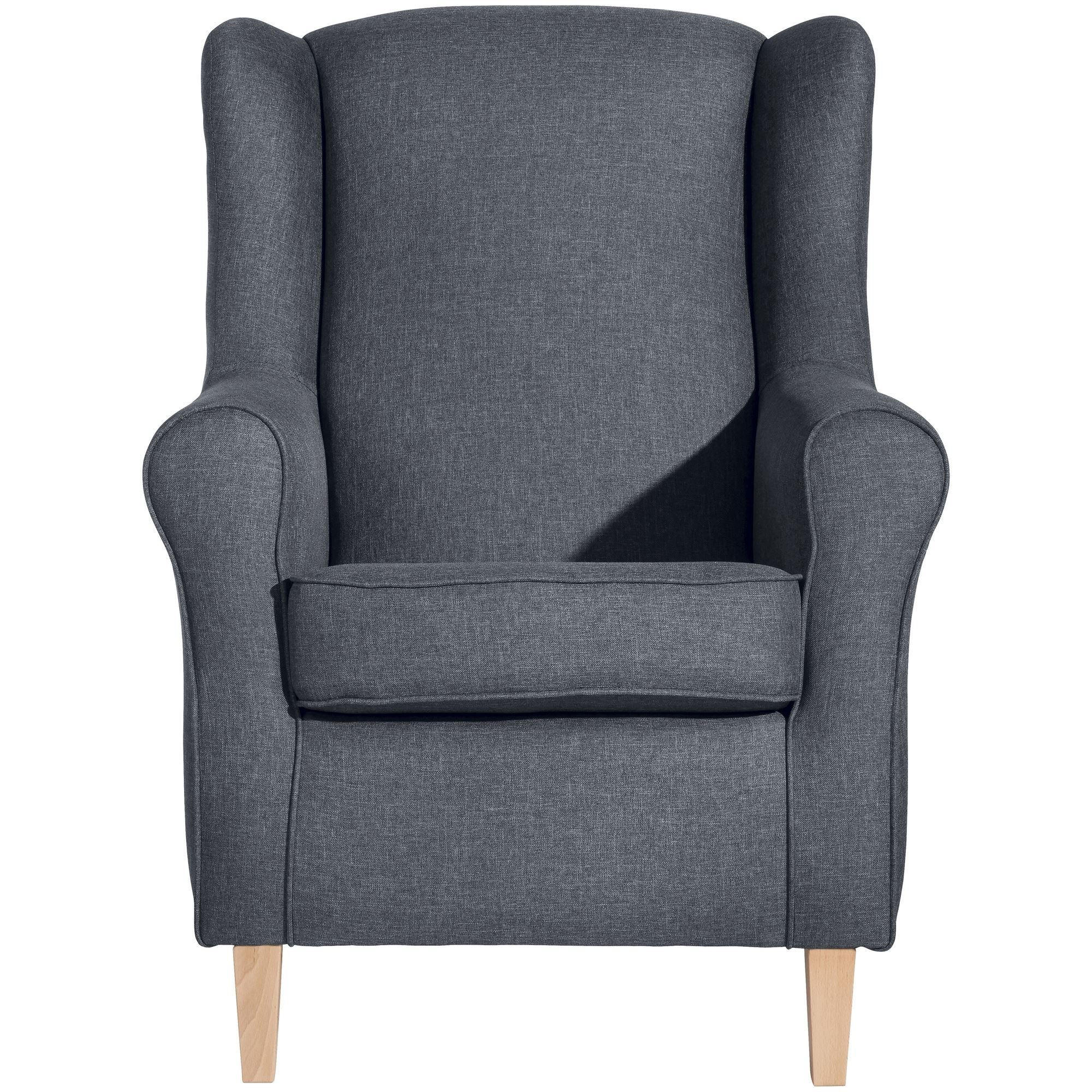 OHRENSESSEL Karlen Bezug Flachgewebe Buche natur / denim - Buchefarben/Blaugrau, Kunststoff (86/103/77cm) - 58aufmkessel
