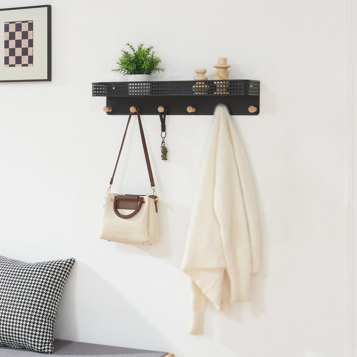 WANDGARDEROBE Jäller - Schwarz, Metall (60/12/13.5cm) - [en.casa]