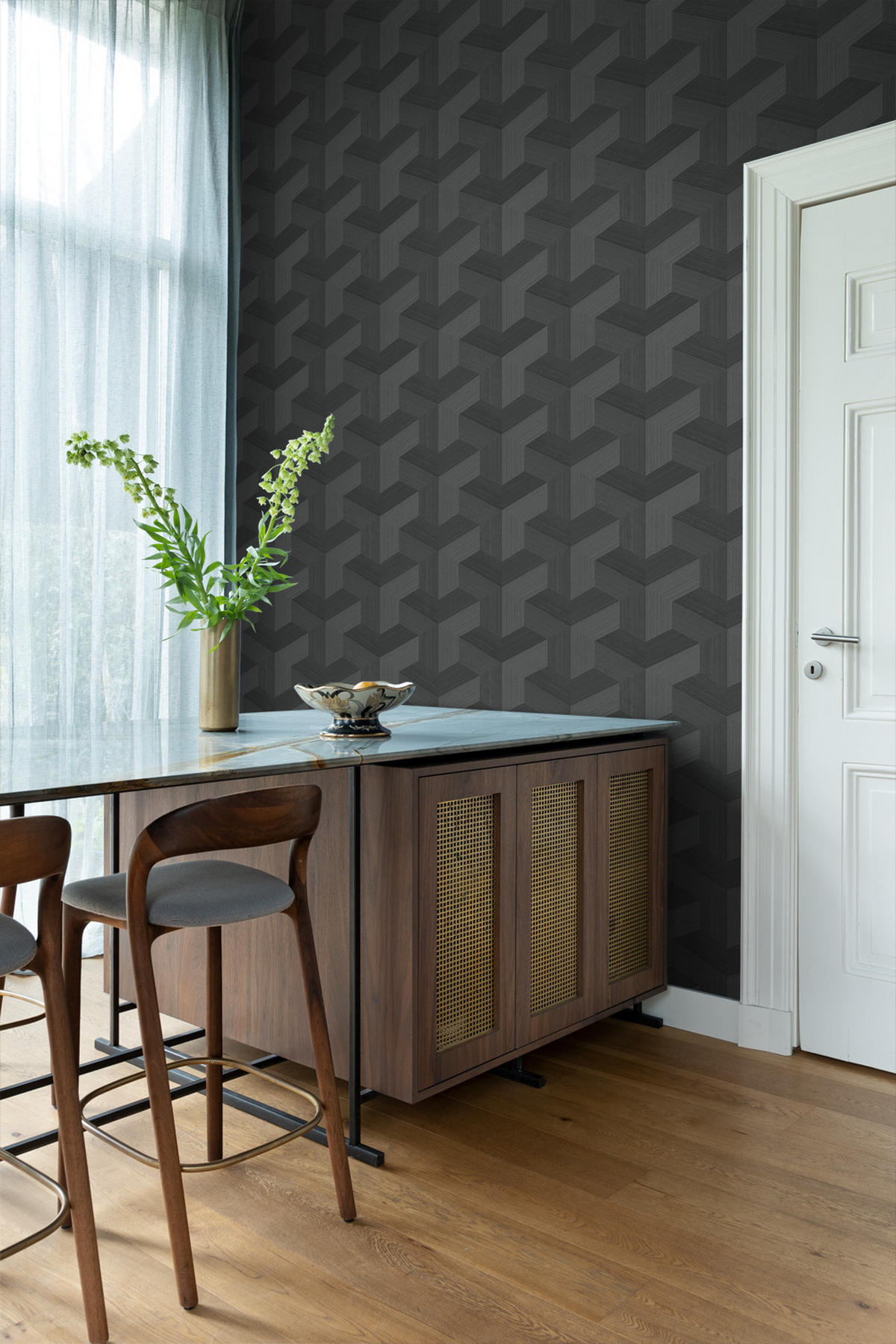 TAPETE 3D-Muster 53 cm x 10.05 m - Schwarz, Papier (53/1000cm) - Origin Wallcoverings