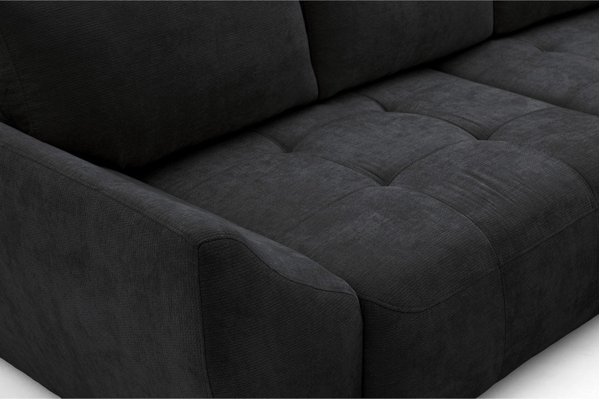 ECKSOFA NICE L Rechts mit Schlaffunktion 137x204 Chenille Anthrazit - Anthrazit/Schwarz, Holz/Textil (165/260cm) - Muffo