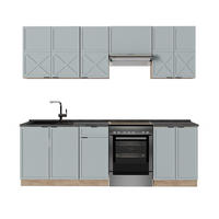 KÜCHENZEILE Fame-Line Hellblau-grau/Goldkraft Eiche 240 cm AP Anthrazit - Honigeiche/Blaugrau, Holzwerkstoff (240/81.6/60cm) - Vicco
