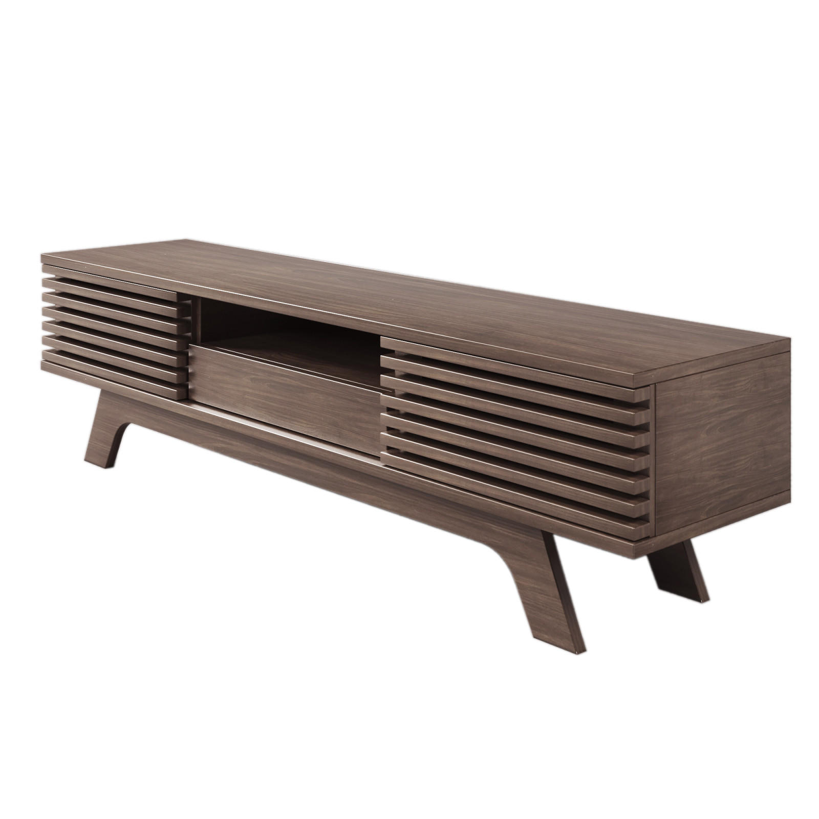 TV Lowboard 150x40x44,5 cm, Retro, 2 Türen, 1 Schublade - Braun, Holz (150/44/35cm)